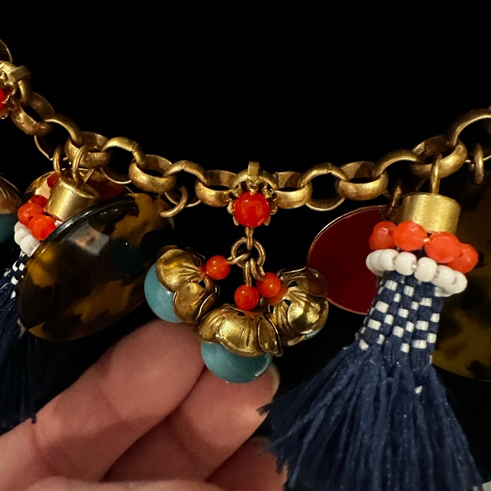J. Crew Gold and Navy Tassel Necklace - Picture 5 of 12